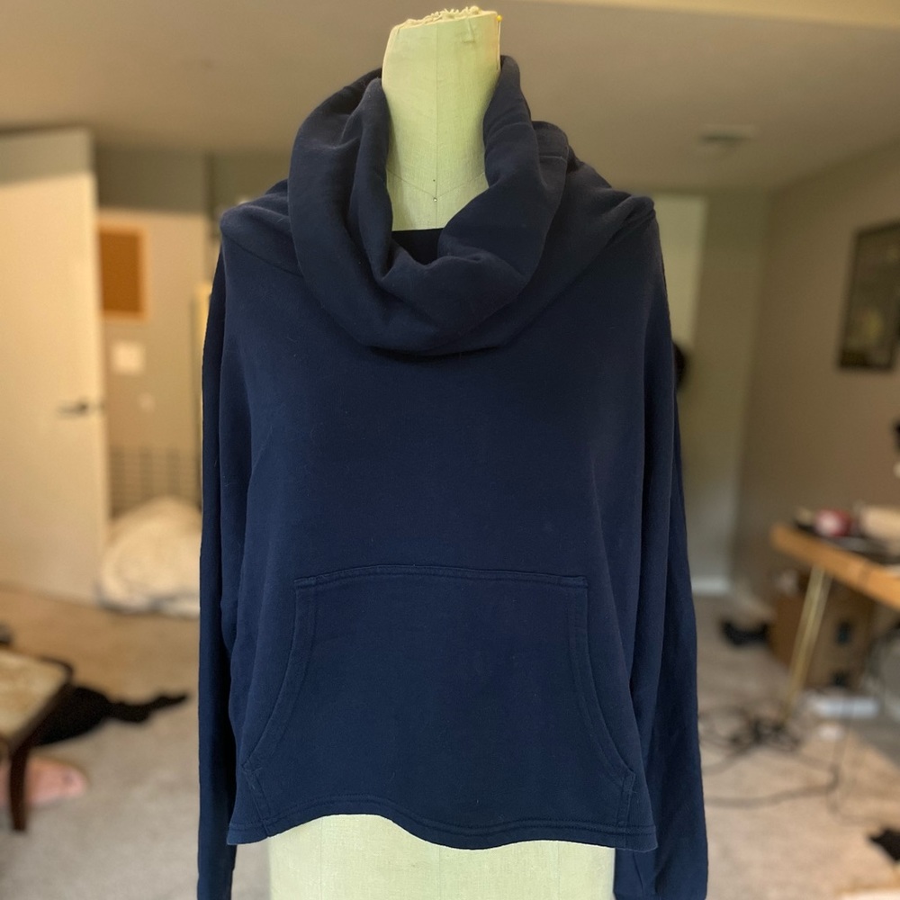 Navy Blue Cowl Neck Sweatshirt